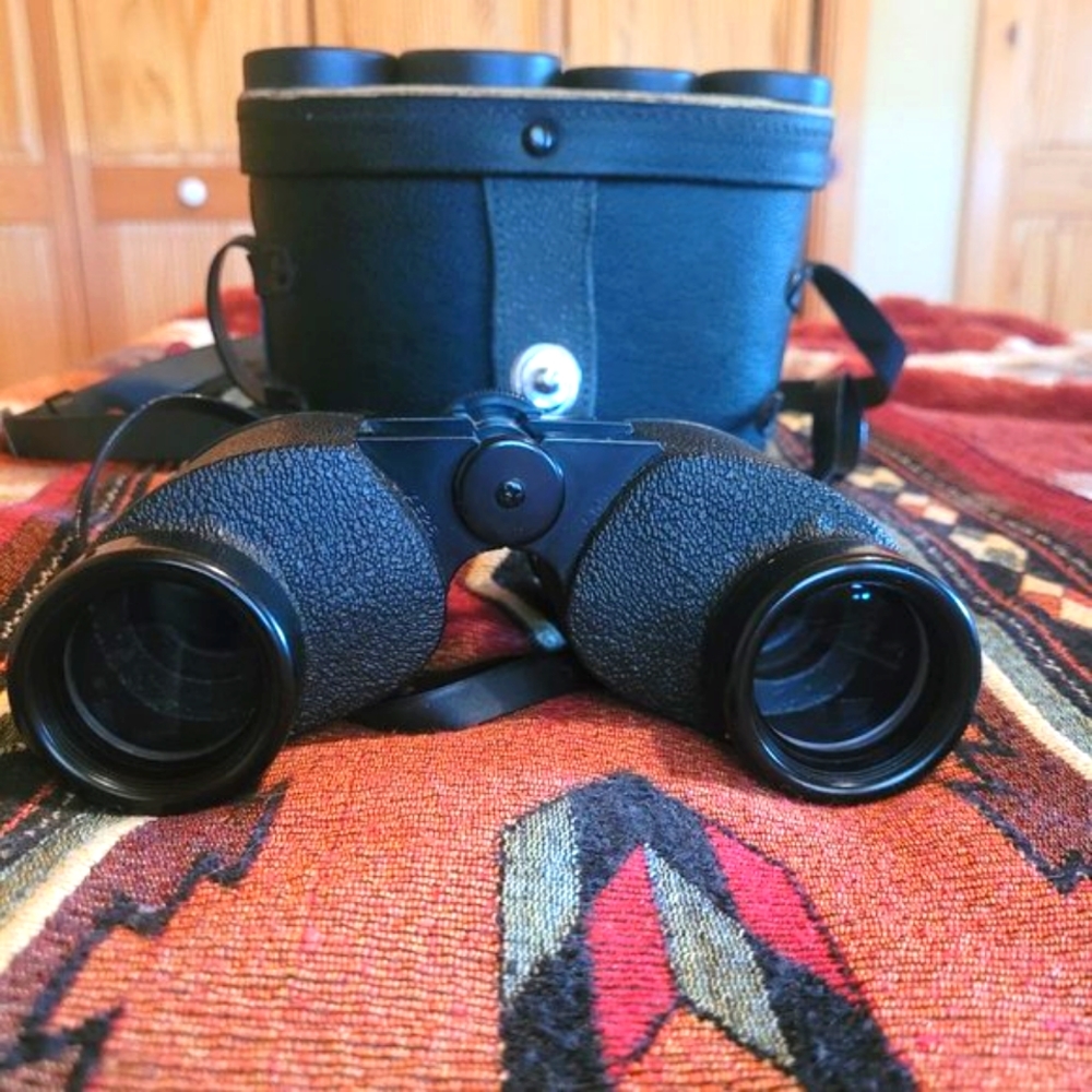 Sans & Streiffe Sightseer vintage 7x35 wide angle binoculars with case, covers